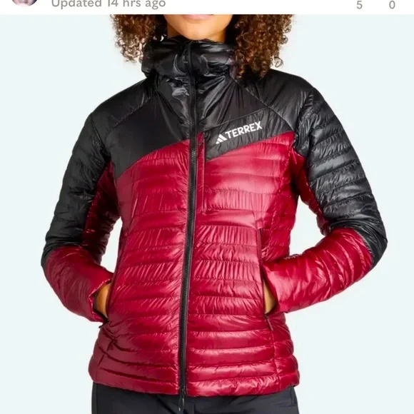 ADIDAS TERREX - Wmn's Terrex Techrock Down Hooded Jacket  sz-L Nwt - Picture 2 of 7